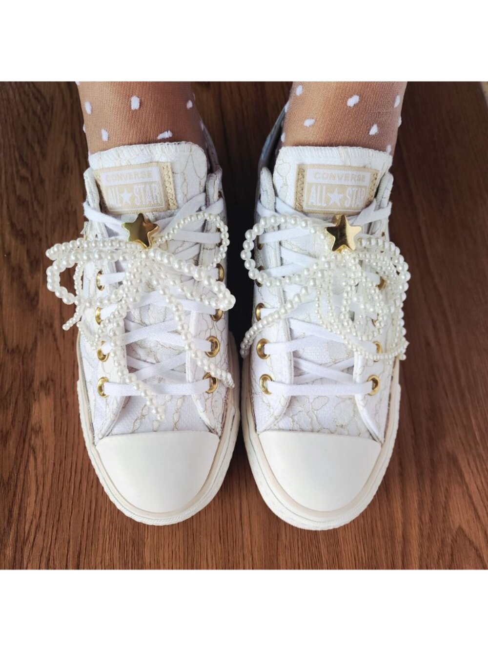 Converse Chuck Taylor Platform Pearls Lace 8.5 Women Shoes Party Sneaker A15197C - Picture 15 of 16